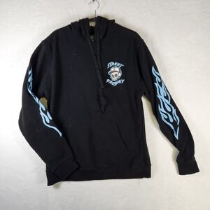 Street Prodigy Bleeker & Mercer Hoodie Mens Black‎ Skull Flames Graphic